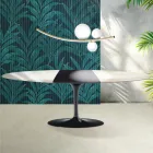 Masă extensibilă Saarinen Tulip H 74 cm din ceramică Florim Calacatta aurie lucioasă - Scarlet Viadurini