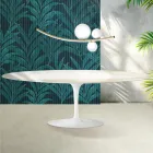 Masă extensibilă Saarinen Tulip H 74 cm din ceramică Florim Calacatta aurie lucioasă - Scarlet Viadurini