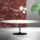 Masă Saarinen Tulip extensibilă H 74 cm în ceramică Florim Calacatta aurie mată - Scarlet Viadurini