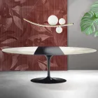 Masă Saarinen Tulip extensibilă H 74 cm în ceramică Florim Calacatta aurie mată - Scarlet Viadurini