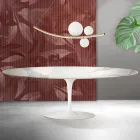 Masă Saarinen Tulip extensibilă H 74 cm în ceramică mată Florim Statuario - Stacojiu Viadurini