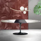 Masă Saarinen Tulip extensibilă H 74 cm în ceramică mată Florim Statuario - Stacojiu Viadurini