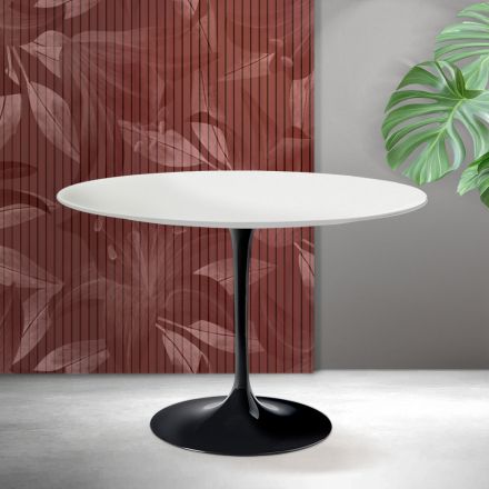 Masă Saarinen Tulip H 74 cm din ceramică Florim alb mat - Scarlet Viadurini