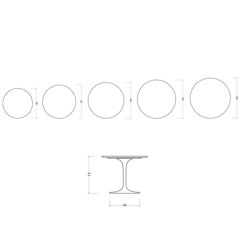 Masă Saarinen Tulip H 74 cm din ceramică Florim alb mat - Scarlet Viadurini
