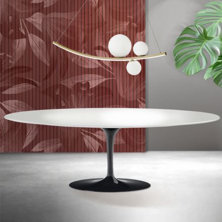 Masă Saarinen Tulip H 74 cm în ceramică Florim albă - Scarlet Viadurini