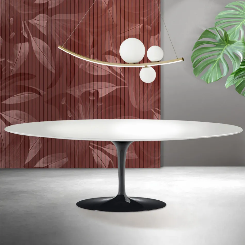 Masă Saarinen Tulip H 74 cm în ceramică Florim albă - Scarlet Viadurini