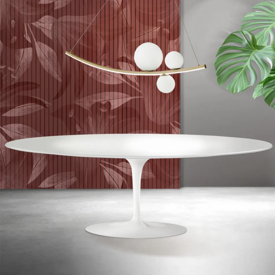 Masă Saarinen Tulip H 74 cm în ceramică Florim albă - Scarlet Viadurini