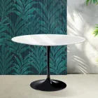 Masă Saarinen Tulip, înălțime 74 cm, ceramică Florim albă lucioasă - stacojiu Viadurini