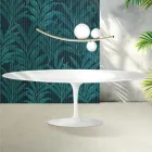 Masă Saarinen Tulip, înălțime 74 cm, ceramică Florim albă lucioasă - stacojiu Viadurini