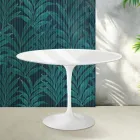 Masă Saarinen Tulip, înălțime 74 cm, ceramică Florim albă lucioasă - stacojiu Viadurini