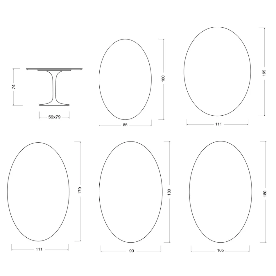 Masă Saarinen Tulip H 74 cm din ceramică Florim Calacatta aurie lucioasă - Scarlet Viadurini