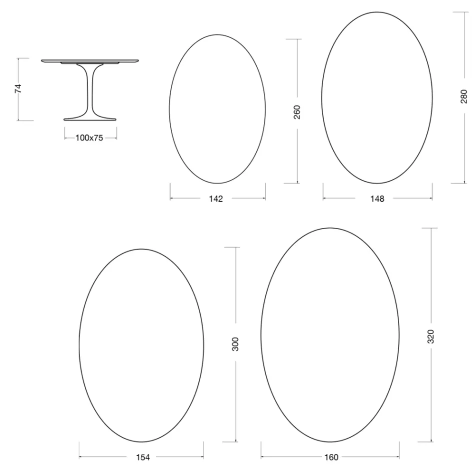 Masă Saarinen Tulip H 74 cm din ceramică Florim Calacatta aurie mată - Scarlet Viadurini