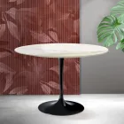 Masă Saarinen Tulip H 74 cm din ceramică Florim Calacatta aurie mată - Scarlet Viadurini