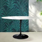 Masă Saarinen Tulip rotundă, 74 cm, în ceramică Florim, alb lucios - stacojiu Viadurini