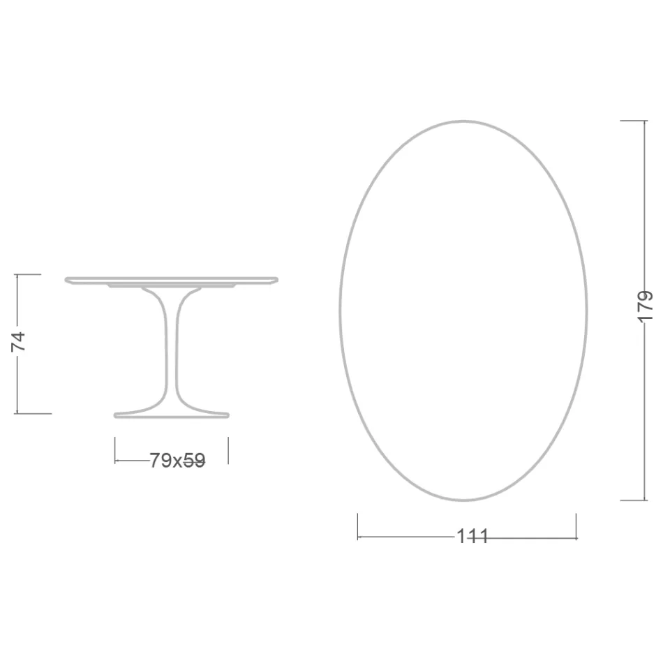 Tulip Table Saarinen H 74 Oval în marmură de Carrara Statuarietto Made in Italy - Scarlet Viadurini
