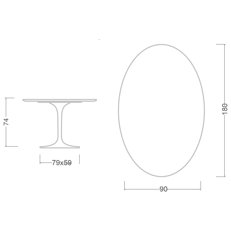Tulip Table Saarinen H 74 Oval în marmură de Carrara Statuarietto Made in Italy - Scarlet Viadurini