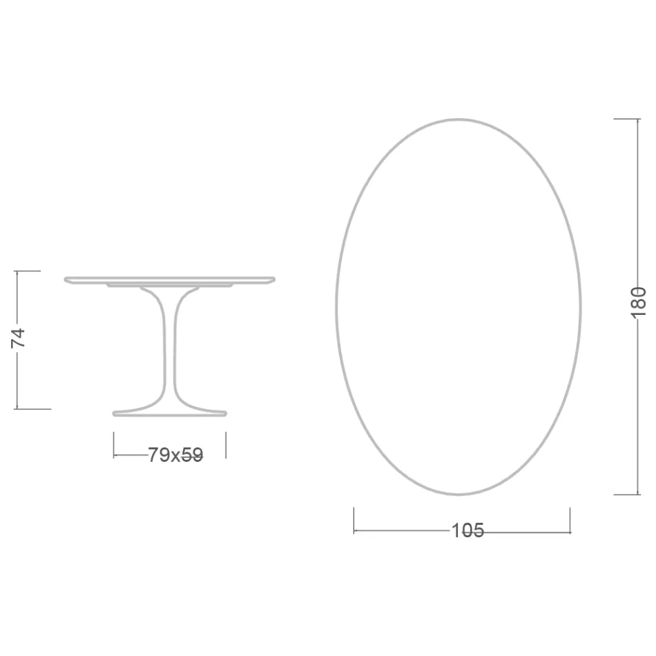 Tulip Table Saarinen H 74 Oval în marmură de Carrara Statuarietto Made in Italy - Scarlet Viadurini
