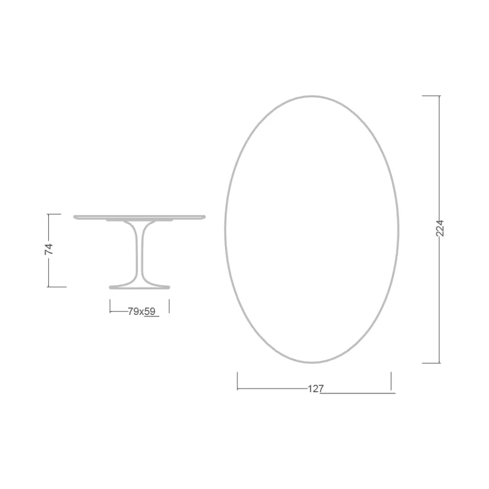 Tulip Table Saarinen H 74 Oval în marmură de Carrara Statuarietto Made in Italy - Scarlet Viadurini