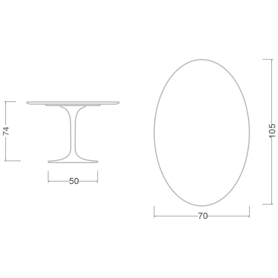 Tulip Table Saarinen H 74 Oval în marmură de Carrara Statuarietto Made in Italy - Scarlet Viadurini
