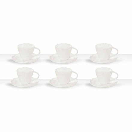 Cești de ceai în porțelan alb decorate 6 bucăți Shabby Design - Rafiki Viadurini
