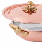 Tigaie din cupru conservat cu capac rotund cu capac 28 cm - Mariastella Viadurini