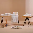 Prosop de duș din bumbac Terry cu Volan dublu din percal de bumbac - Serenity Viadurini