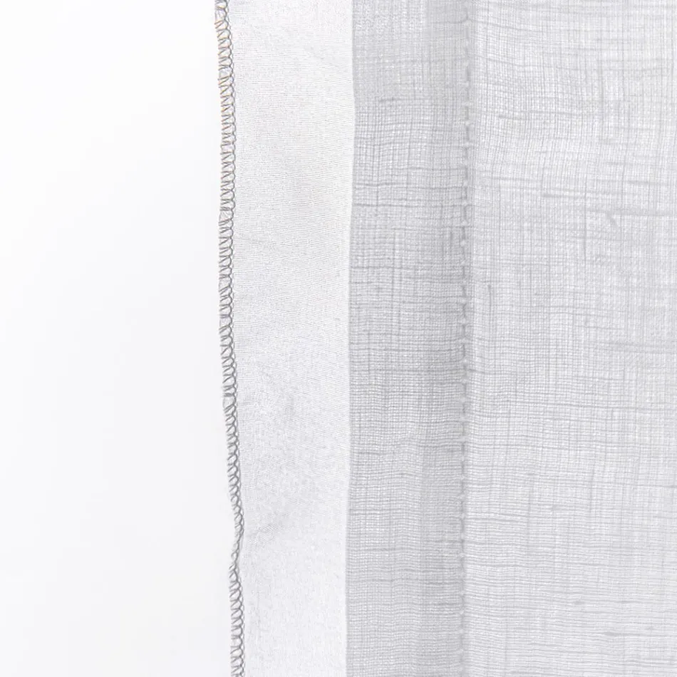 Perdeau de sticlă cu tifon de in și organza albă design elegant - tapioca Viadurini