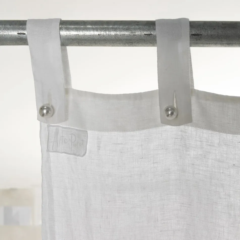 Perdeau de in alb si usor cu design central elegant din dantela - Geogeo Viadurini