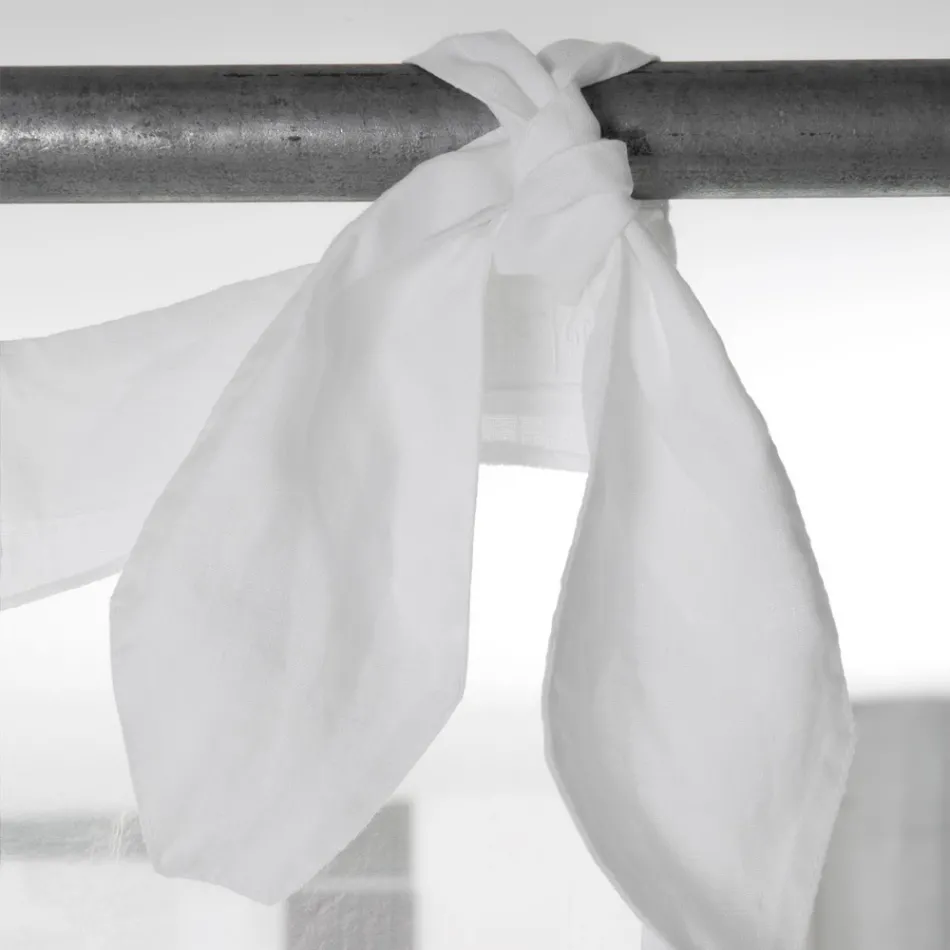 Cortina albă de in și organza cu broderie elegantă cu design italian - Oceanomare Viadurini