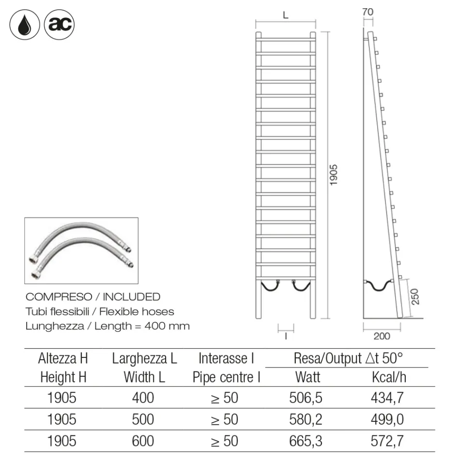 Radiator hidraulic din oțel carbon negru, fabricat în Italia - Raggio Viadurini