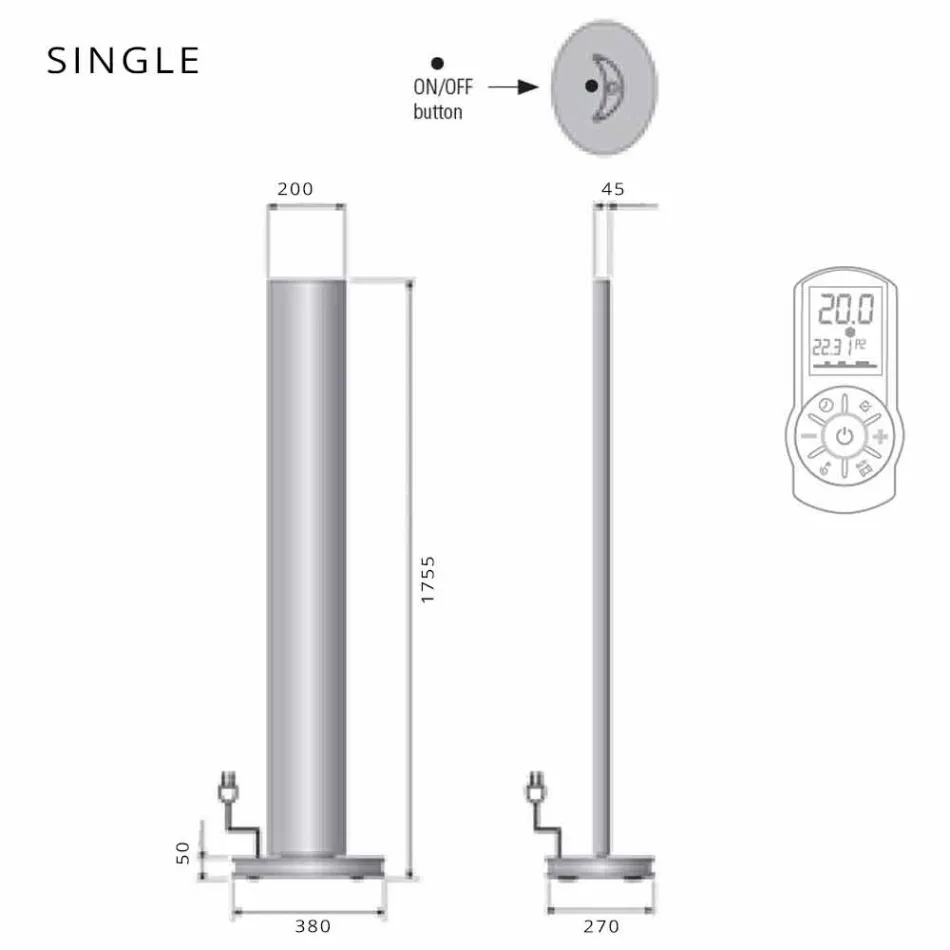 Radiator electric cu pardoseală cu design unic sau dublu LED la 500 W - Stilus Viadurini