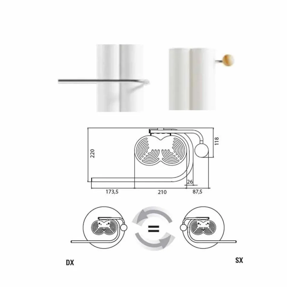 Radiator baie verticală, podea electrică de 450 wați - Ottolungo Viadurini