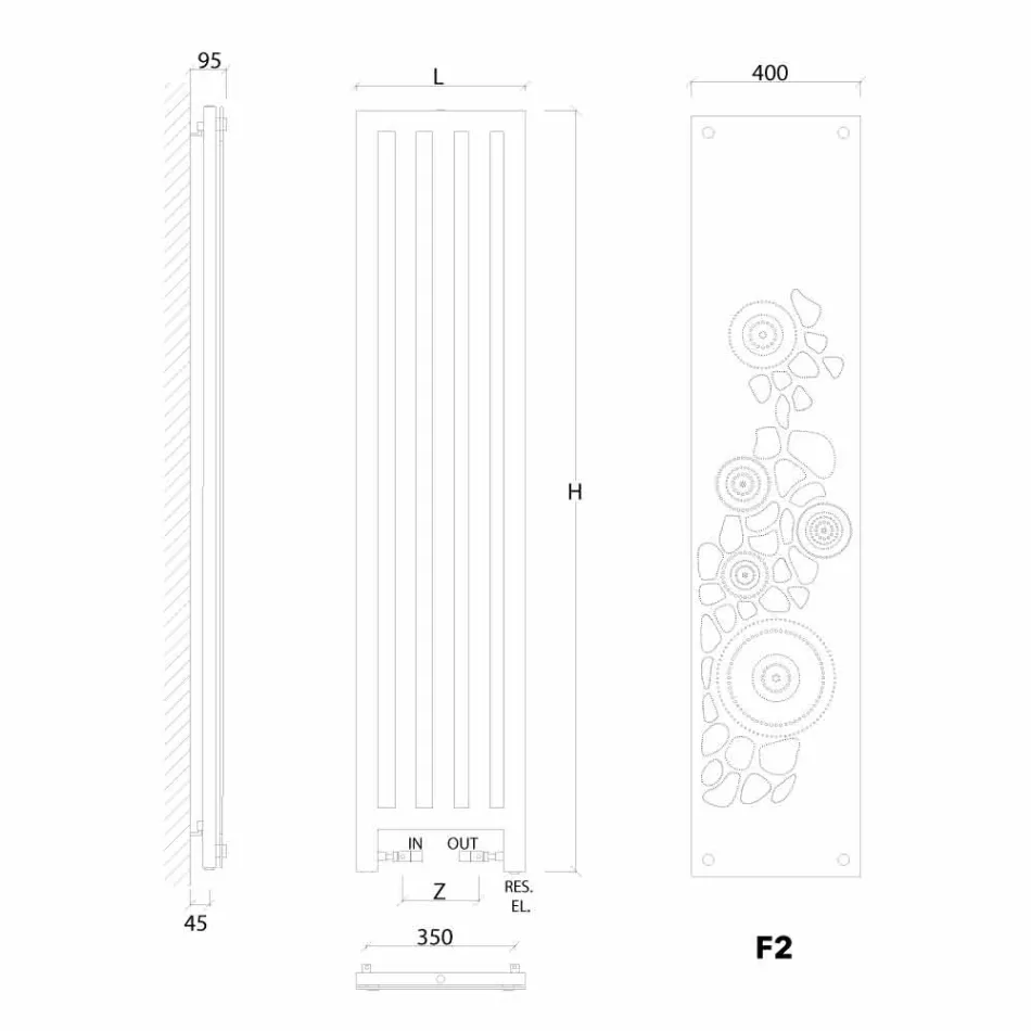 Termoarredo baie electrice făcute în Italia de către New Rochie H Scirocco Viadurini