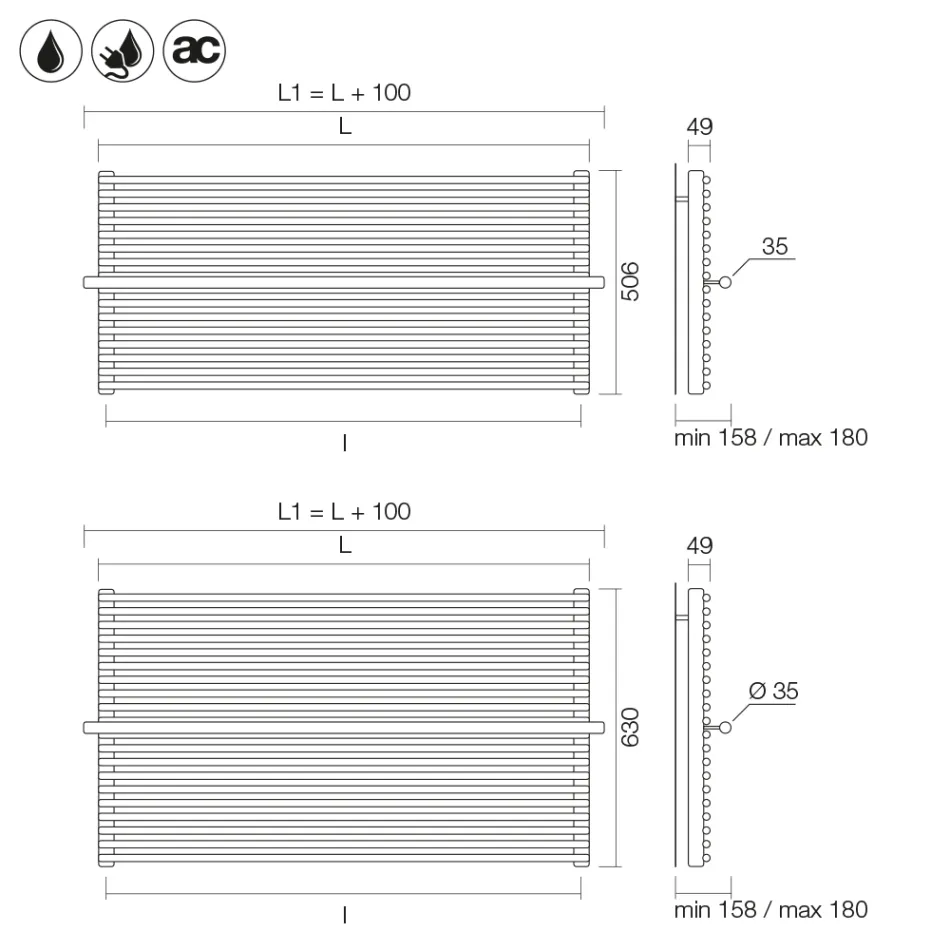 Radiator bej din oțel carbon mixt, fabricat în Italia - Solaris Viadurini