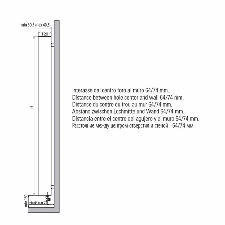 Radiator de baie modern, cu perete hidraulic de până la 840 wați - Ottolungo Viadurini