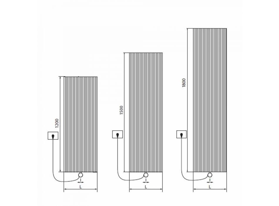 Radiator electric de perete cu design vertical în oțel 900 W - 1000 linii Viadurini