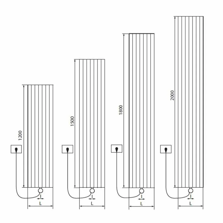 Proiectare radiator electric de perete din aluminiu modern 1000 W - 100 linii Viadurini