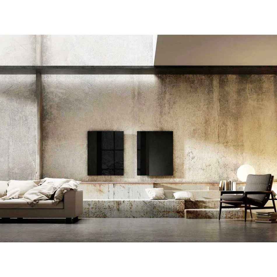 Infraroșu design radiator electric în sticlă neagră Viadurini