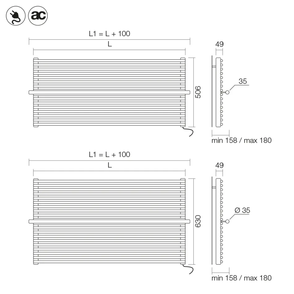 Radiator electric din oțel carbon bej, fabricat în Italia - Solaris Viadurini