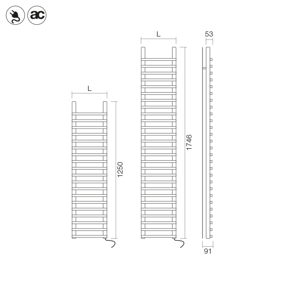 Radiator electric din oțel carbon Ignis maro și cupru, fabricat în Italia Viadurini