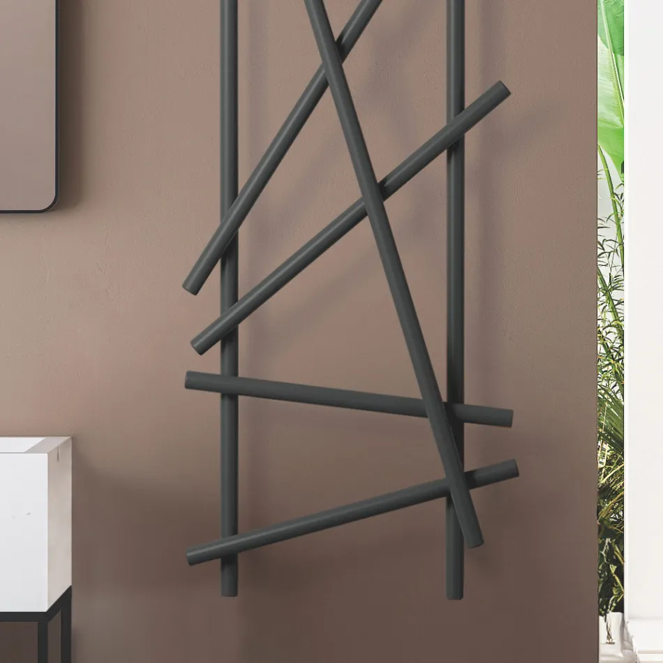 Radiator electric din oțel cu tuburi cu secțiune rotundă, fabricat în Italia - aleatoriu Viadurini