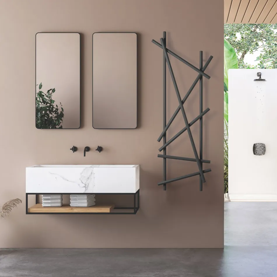 Radiator electric din oțel cu tuburi cu secțiune rotundă, fabricat în Italia - aleatoriu Viadurini