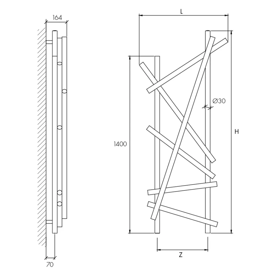 Radiator electric din oțel cu tuburi cu secțiune rotundă, fabricat în Italia - aleatoriu Viadurini