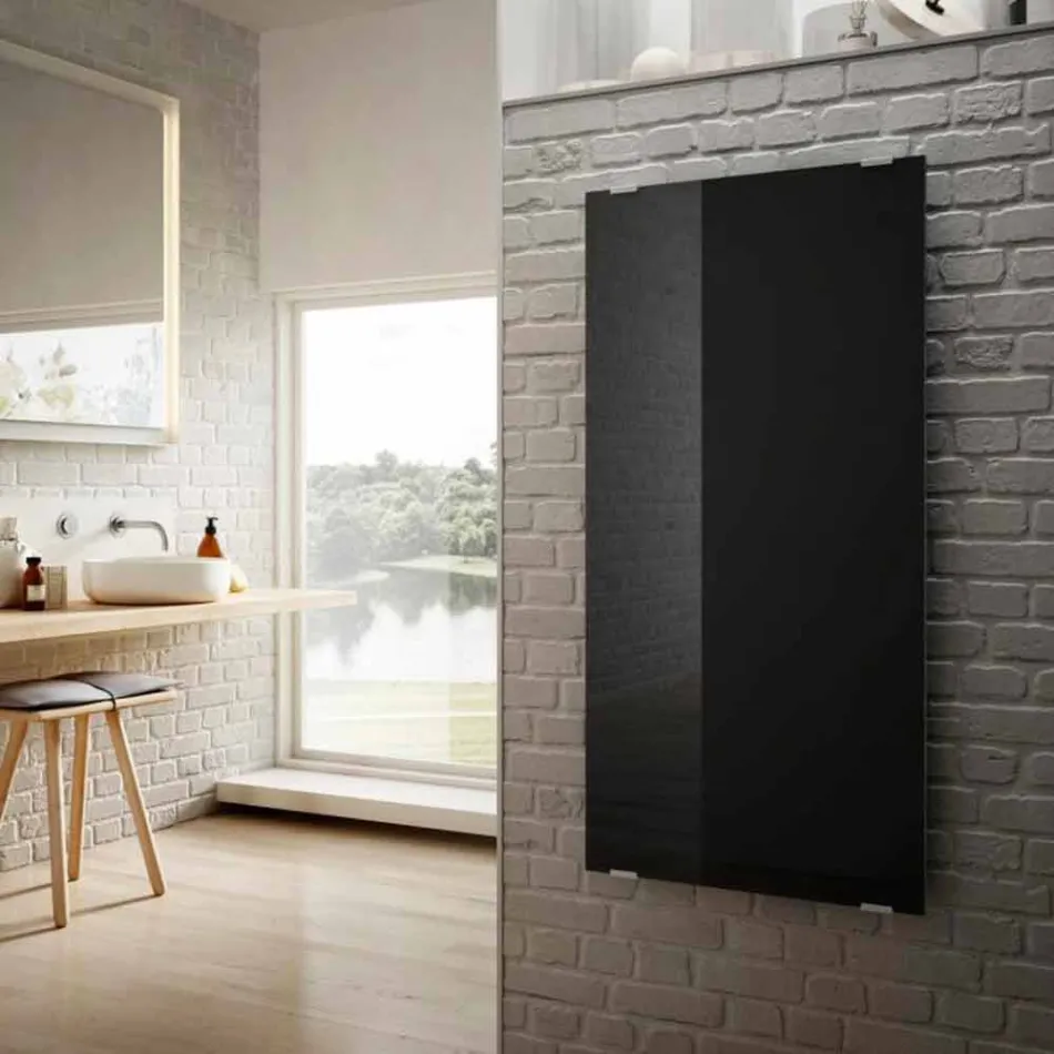 Design modern, radiator negru din sticlă electrică Star, fabricat în Italia Viadurini