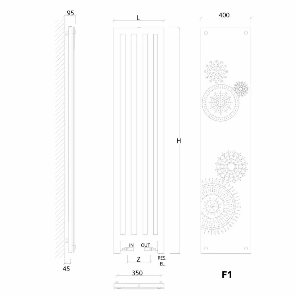 radiator electric vertical cu înveliș de design nou Rochie H Scirocco Viadurini