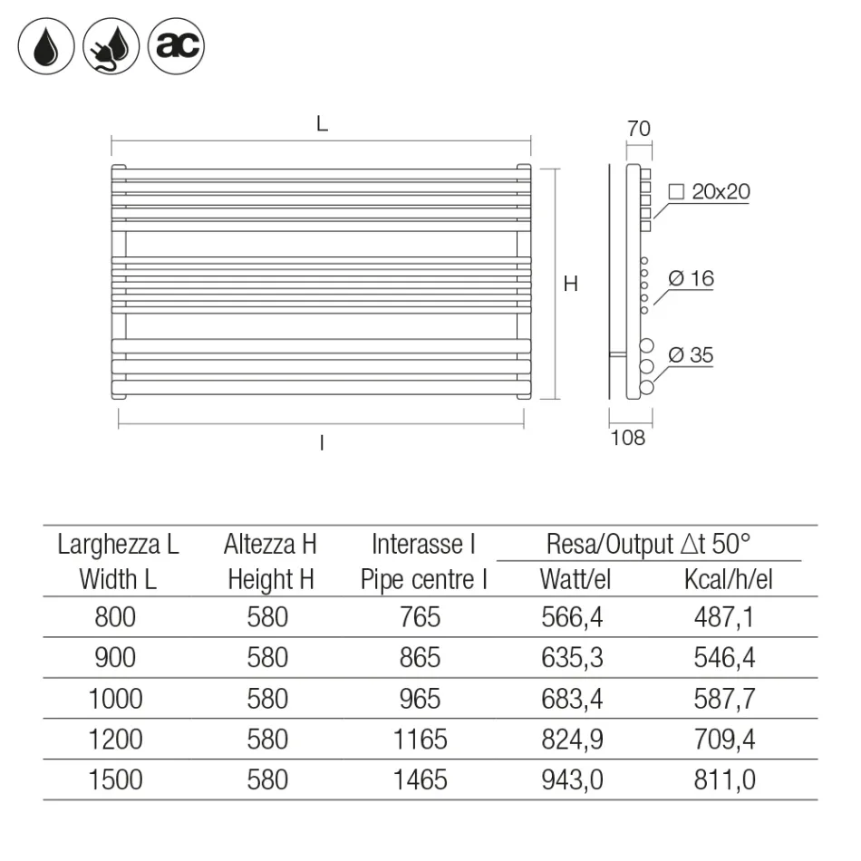 Radiator hidraulic cu diferite elemente fabricat în Italia - Ardore Viadurini