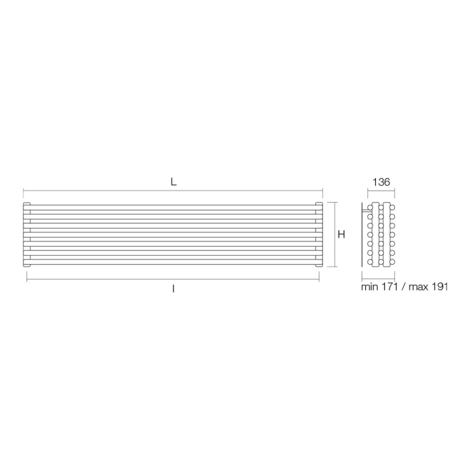 Radiator hidraulic cu Seria Tripla de Elemente Orizontale Made in Italy - Caramella Viadurini