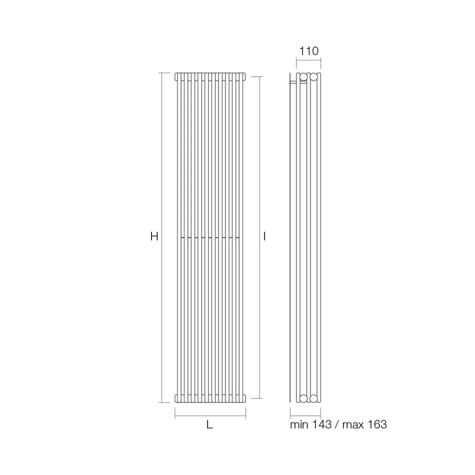 Radiator Hidraulic cu Seria Tripla de Elemente Verticale Made in Italy - Cenci Viadurini