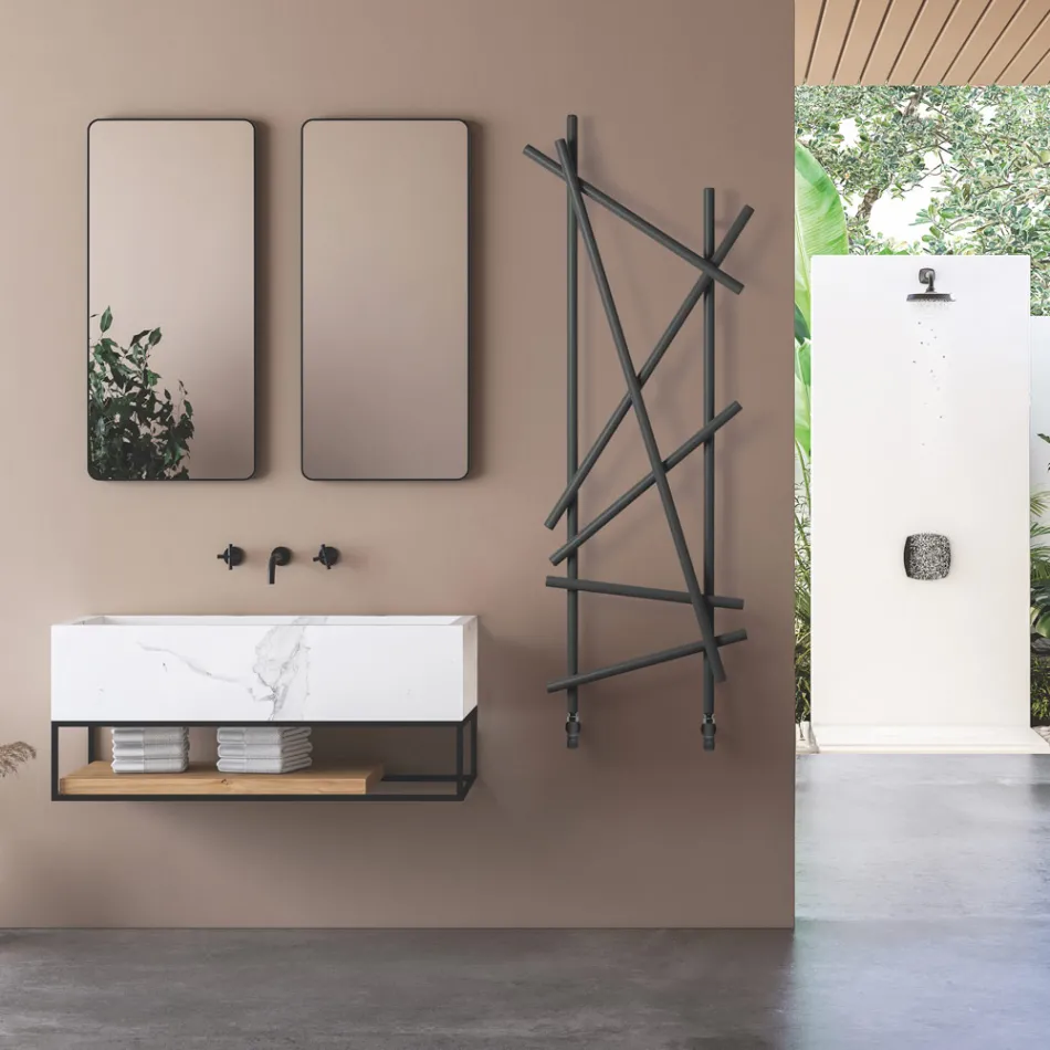 Radiator hidraulic din oțel cu țevi cu secțiune rotundă Fabricat în Italia - Aleatoriu Viadurini