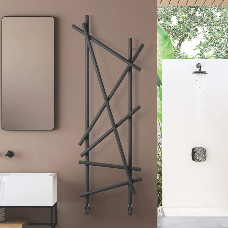 Radiator hidraulic din oțel cu țevi cu secțiune rotundă Fabricat în Italia - Aleatoriu Viadurini